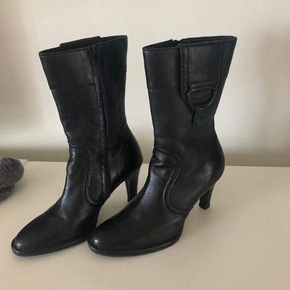 Fornarina Black Zip Up Leather Boots Sz 37 - Picture 2 of 6